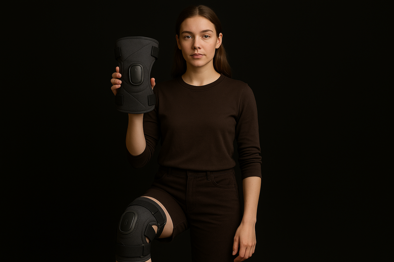 Make girl wearing it in knee and make it more realistic